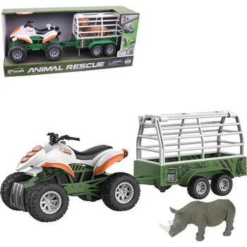 autodráha Auto čtyřkolka na setrvačník s přívěsem a zvířetem na baterie Světlo Zvuk 2 druhy