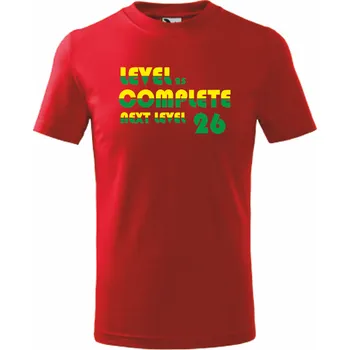 Dětská móda ON-DESIGN Tričko pánské/dětské LEVEL COMPLETE Velikost: 158 cm/12 let, Barva: červená