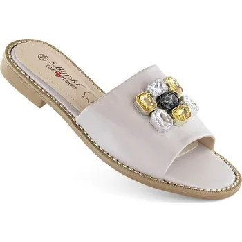 Dámské pantofle S.Barski W OLI262B žabky se stříbrnými zirkony 36