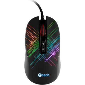 Myš C-TECH herní myš Dusk, casual gaming, 3200 DPI, RGB podsvícení, USB