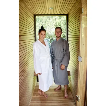 Vaflový župan do sauny - unisex, ŠEDÝ, vel. XL