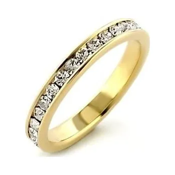 Prsten Prosperk Prsten ocelový s krystalky po obvodu zlatý Velikost prstenů: 9 (EU: 59-61) 25881/9 -