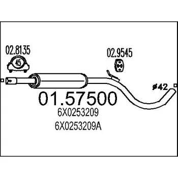 Tlumič výfuku Střední tlumič výfuku MTS 01.57500