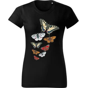Dámské tričko Dámské tričko - Motýli Barva: Černá, Velikost: XXL