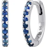 Zlaté naušnice kruhy Aira z bílého zlata s pravým safírem 11 mm