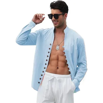 Pánská košile Pánská košile na léto s originálními knoflíky Barva: Světle Modrá, Velikost: M