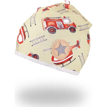 Čepice Little Angel Čepice podšitá Outlast® - zelená hasiči/pruh bílošedý melír Velikost: 6 | 54-57 cm