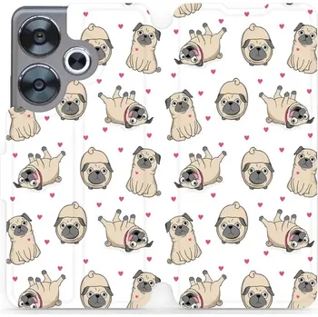 Pouzdro na mobilní telefon Flipové pouzdro Mobiwear - Xiaomi Poco F6 5G - M097P Mopsíci (Knížkové flip pouzdro, obal, kryt na mobil Xiaomi Poco F6 5G - M097P Mopsíci, materiál Umělá kůže + TPU - ochrana 360°, stojánek, silikonová vanička, magnetické zavírání)