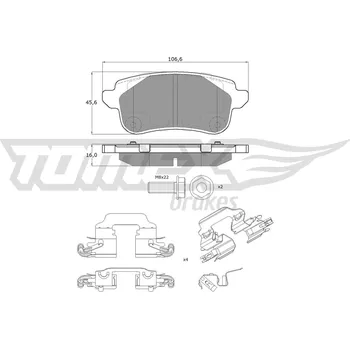 Brzdová destička Sada brzdových destiček, kotoučová brzda TOMEX Brakes TX 18-66