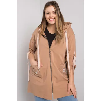 Dámská mikina Oversize mikina Zurich se zipem a kapucí barva camel
