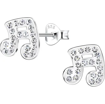 Náušnice Dětské stříbrné náušnice Třpytivé noty