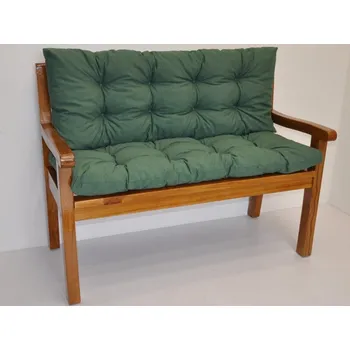 Zahradní lavice Lavička teaková 150 cm polstr tmavě zelený melír