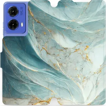 Pouzdro na mobilní telefon Flipové pouzdro Mobiwear - Motorola Moto G85 5G - VP34S Zelenkavý a zlatavý mramor (Knížkové flip pouzdro, obal, kryt na mobil Motorola Moto G85 5G - VP34S Zelenkavý a zlatavý mramor, materiál Umělá kůže + TPU - ochrana 360°, stojánek, silikonová vanička,