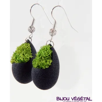 Náušnice Živé šperky - Náušnice Slza černé s lišejníkem