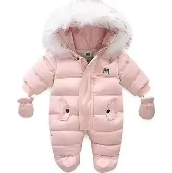 Kojenecké oblečení Kojenecká zimní kombinéza s flísovou podšívkou (3-24 měsíců) Barva: Růžová - 1 zip, Velikost: 18-24 měsíců (90)