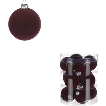 Vánoční dekorace Autronic Vánoční plastové koule, sametové, bordó barva. Cena za 1box/12ks VAK133 BOR