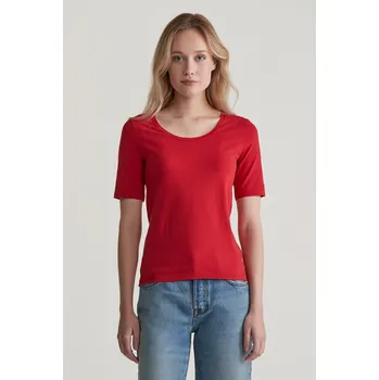 Dámské tričko TRIČKO GANT SLIM COT/ELA SS SCOOP NECK TOP RUBY RED