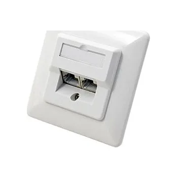 Počítač goobay Zásuvka 2x RJ45 kat. 5e, STP, pod omítku, horizontální přívod, bílá (50972) - 25.92.8395