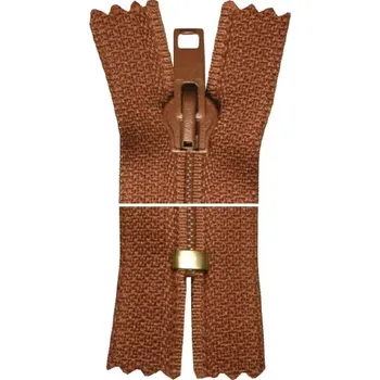 Zip Spirálový zip, nedělitelný - 36cm - hnědý - YKK - BALENÍ 10 ks