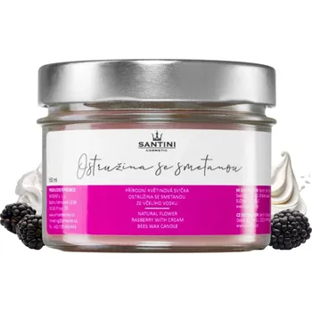Svíčka Santini Přírodní svíčka ze včelího vosku - Ostružina s kapkou smetany