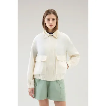 Dámský bomber BUNDA WOOLRICH VISCOSE LINEN BOMBER PLASTER WHITE