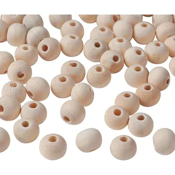 Dětské navlékací korálky Korálky dřev., natural, přírodní, 6mm, 50ks/bal.