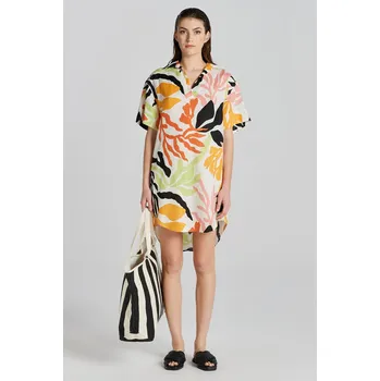 Dámské šaty ŠATY GANT REL PALM PRINT SS LINEN CAFTAN MEDAL YELLOW