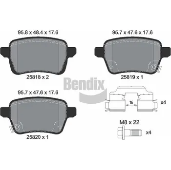 Brzdová destička Sada brzdových destiček, kotoučová brzda BENDIX Braking BPD2271