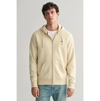 Pánské oblečení MIKINA GANT REG SHIELD FULL ZIP HOODIE SILKY BEIGE