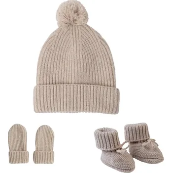 Kojenecké oblečení LODGER Novorozenecký zimní set Folklore Merino Wool Beige 0 - 3 měsíce