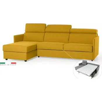 Sedací souprava Rohová sedací souprava TAVOLA MINI s rozkladem na každodenní spaní, žlutá (penelope 08)