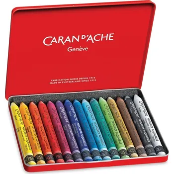 CARAN D'ACHE Akvarelové voskové pastely Neocolor II CARAN D'ACHE, 15ks v kovové krabičce