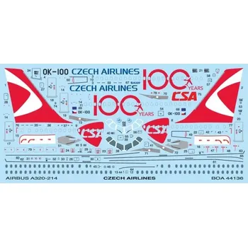 Plastikový model BOA decals 1/144 Decals A-320 Czech Airlines Jubilee livery