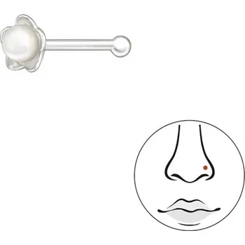 Piercing All4Silver Náušnice do nosu kytička s perličkou