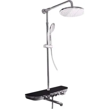 Vodovodní baterie Sprchový systém s pákovou baterií a vanovým výtokem RAV Slezák MURRAY chrom/černá lesk MU253.5/5SC