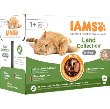 Krmivo pro kočku 48x85g IAMS Advanced Nutrition Adult Land Mix - v omáčce