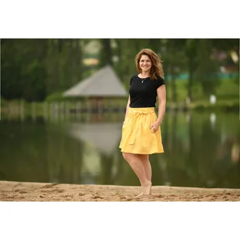 Dámská sukně Nelly Lněná dámská sukně krátká/ super soft - žlutá velikost: M