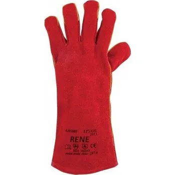 Pracovní rukavice Celokožené rukavice RENE PATON, červené