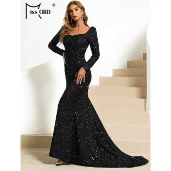 Dámské šaty Flitrové maxi šaty se srdíčkovým výstřihem LissCord Barva: Černá, Velikost: M