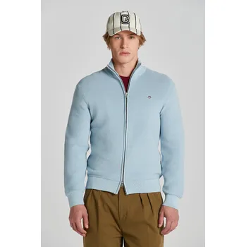 Pánský svetr KARDIGAN GANT TEXTURED COTTON FULL ZIP CARDIGAN STORMY SEA