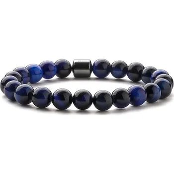 Náramek Flor de Cristal Náramek z pravých kamenů Modré tygří oko a Hematit