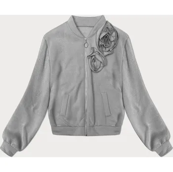 Dámská mikina Šedá úpletová mikina s růžemi (16023) odstíny šedé uni velikost