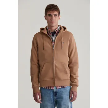 Pánské oblečení MIKINA GANT REG SHIELD FULL ZIP HOODIE WARM KHAKI