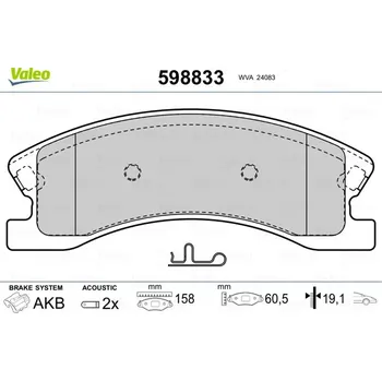 Brzdová destička Sada brzdových destiček, kotoučová brzda VALEO 598833