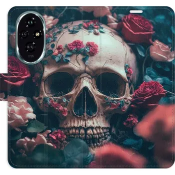 Pouzdro na mobilní telefon Flipové pouzdro iSaprio - Skull in Roses 02 - Honor 200