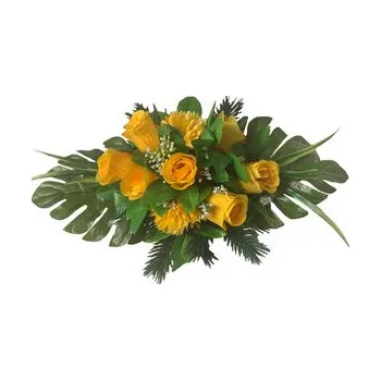 dekorace IKEBANA 35x28x15cm ŽL růže