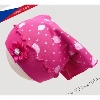 Kojenecká čepice ROCKINO Dívčí šátek malinový, jahůdky Varianta: 48cm
