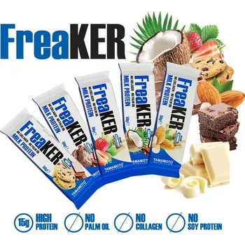 Yamamoto Proteinová tyčinka: FreaKER - 50 g - Vanilla+Choco Brownie