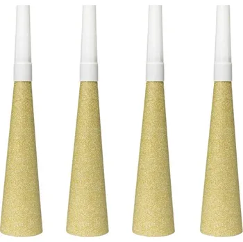 Party dekorace Folat Trumpetky zlaté glitrové 4ks