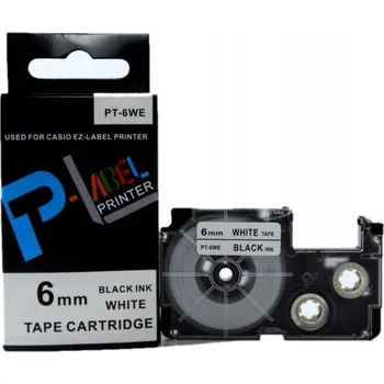 Pásek do tiskárny Naplnka Kompatibilní páska s Casio XR-6WE, 6mm x 8m černý tisk / bílý